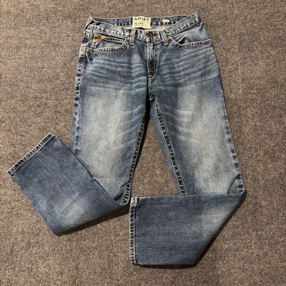 Ariat M4 Relaxed Straight Leg Jeans Mens 32x32 Medium Wash Denim Western Work